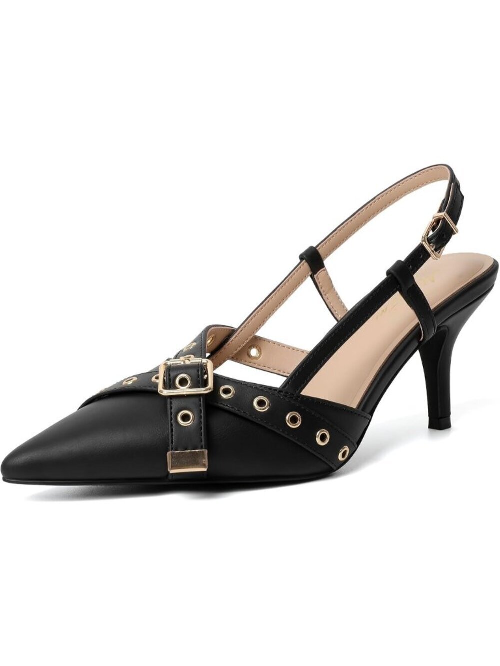 Women's Pointed Closed Toe Heels Black-07 Slip On Stiletto Dressy Pump Shoes